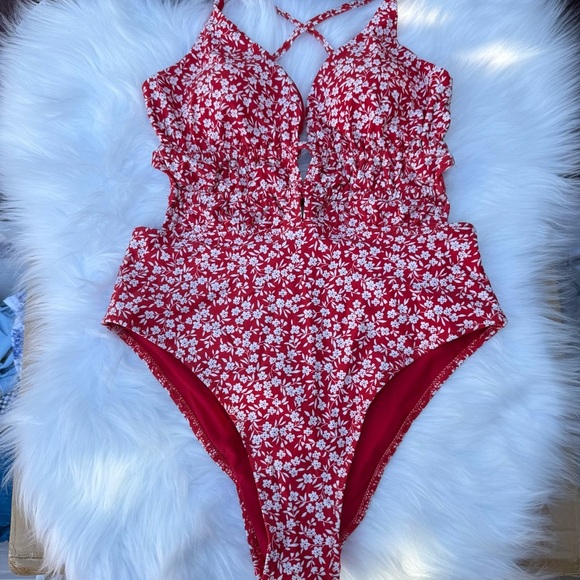 Red Floral Bikini